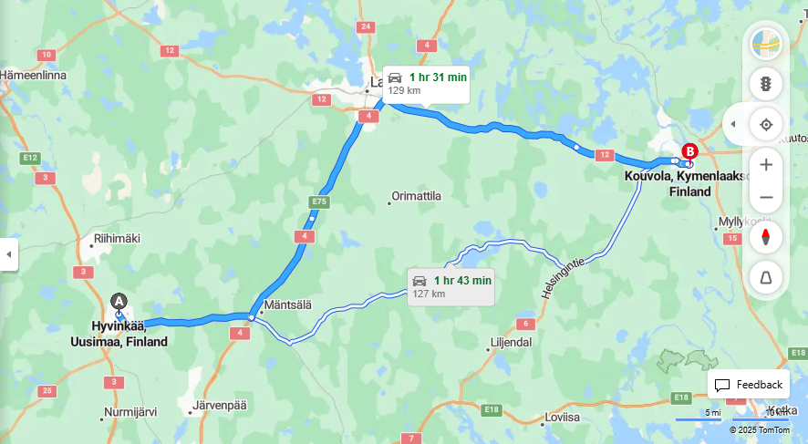 Matka Hyvinkaasta Kouvolaan - Etaisyys, Ajo, Kuljetus ja Matkavaihtoehdot