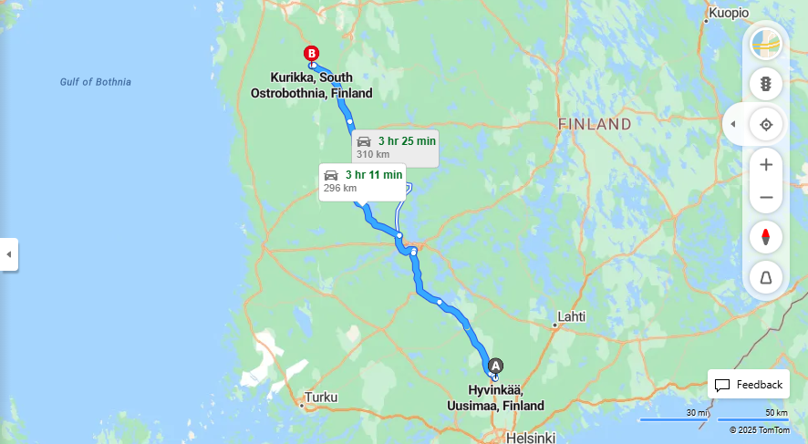 Matka Hyvinkaasta Kurikkaan - Etaisyys, Ajo, Liikenne ja Matkustamisvaihtoehdot