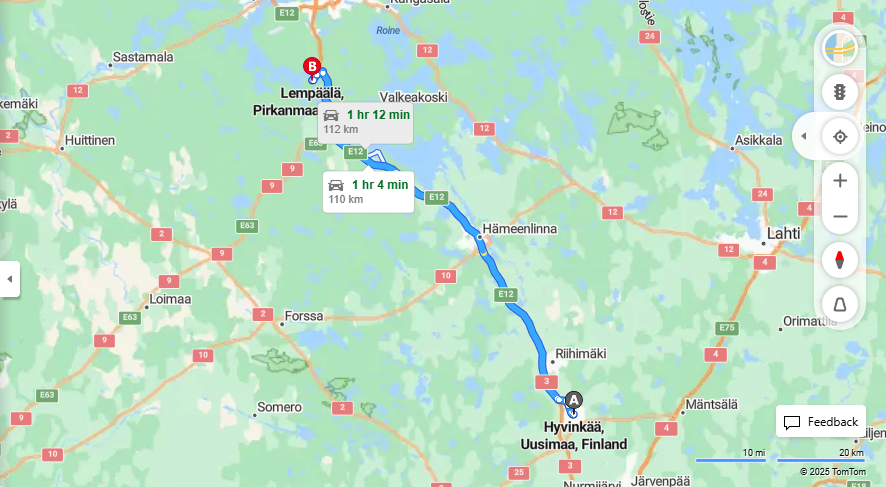 Matka Hyvinkaasta Lempaalaan - Etaisyys, Ajo, Liikenne, ja Matkavaihtoehdot