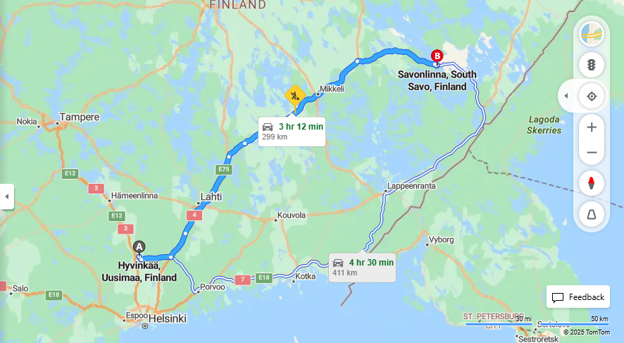 Matka Hyvinkaasta Savonlinnaan - Etaisyys, Ajo, Kuljetus ja Matkavaihtoehdot