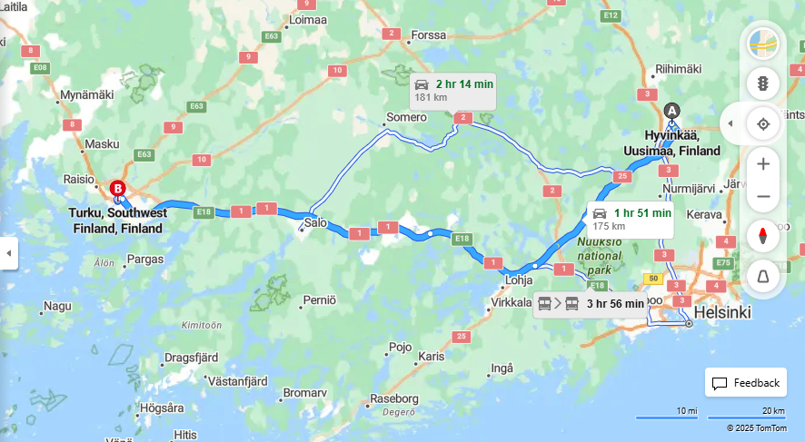Matka Hyvinkaasta Turkuun - Etaisyys, Ajo, Kuljetus ja Matkustusvaihtoehdot