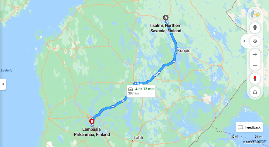 Matka Iisalmesta Lempaalaan - Etaisyys, Ajaaminen, Liikenne ja Matkustusvaihtoehdot