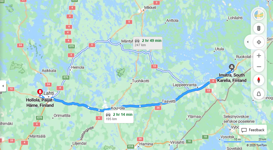 Matka Imatralta Hollolaan - Etaisyys, Ajo, Kuljetus ja Matkustusvaihtoehdot