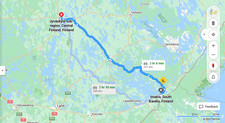 Matka Imatralta Jyvaskylaan - Etaisyys, Ajaminen, Liikkuminen ja Matkavaihtoehdot