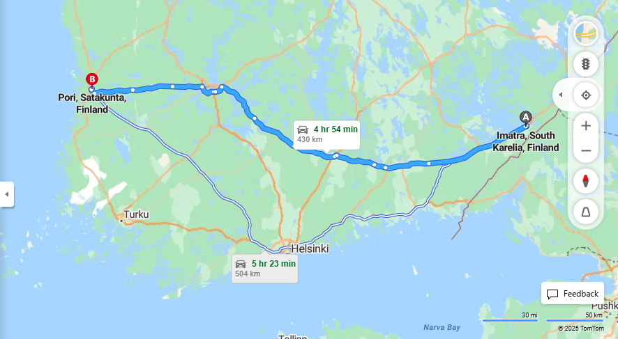Matka Imatralta Poriin - Etaisyys, Ajo, Kuljetus ja Matkustamisvaihtoehdot
