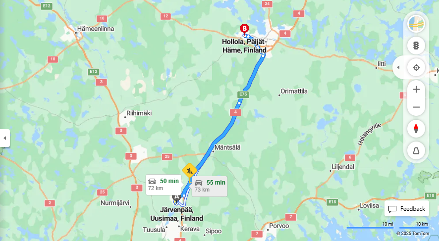 Matka Jarvenpaasta Hollolaan - Etaisyys, Ajo, Kuljetus ja Matkavaihtoehdot