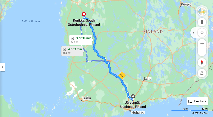 Matka Jarvenpaasta Kurikkaan - Etaisyys, Ajo, Kuljetus ja Matkustusvaihtoehdot