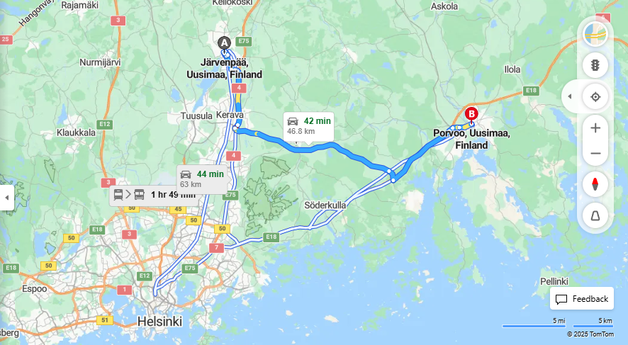 Matka Jarvenpaasta Porvooseen - Etaisyys, Ajo, Liikkumismahdollisuudet ja Matkustusvaihtoehdot