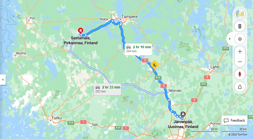 Matka Jarvenpaasta Sastamalaan - Etaisyys, Ajaminen, Kuljetus ja Matkustusmahdollisuudet