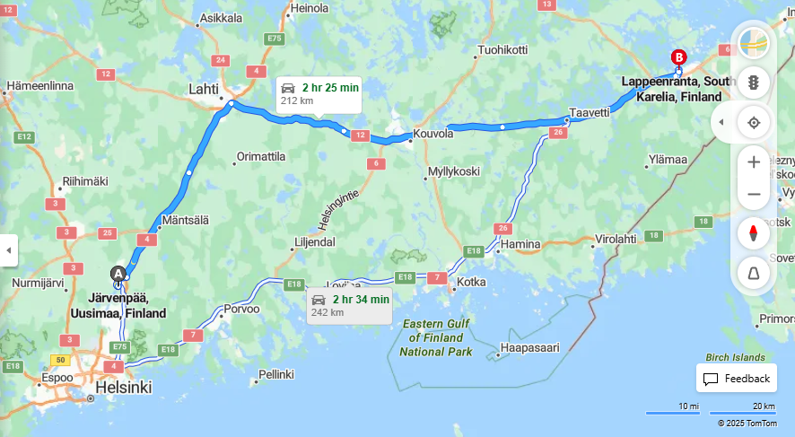 Matka Jarvenpasta Lappeenrantaan - Etaisyys, Ajo, Liikenne ja Matkavaihtoehdot