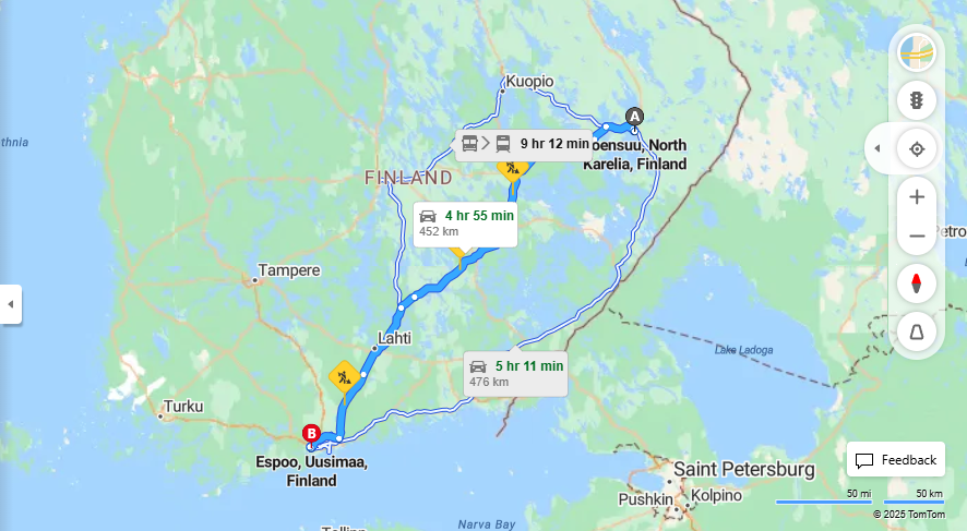Matka Joensuusta Espooseen - Etaisyys, Ajo, Kuljetus ja Matkustusvaihtoehdot
