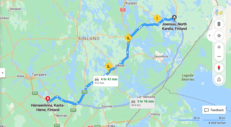 Matka Joensuusta Hameenlinnaan - Etaisyys, Ajo, Liikenne ja Matkustusvaihtoehdot