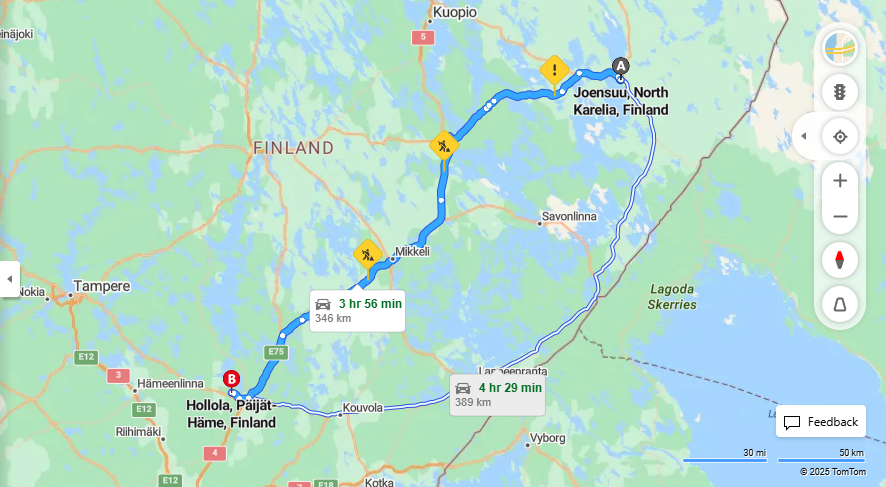 Matka Joensuusta Hollolaan - Etaisyys, Ajo, Kuljetus ja Matkustamisvaihtoehdot