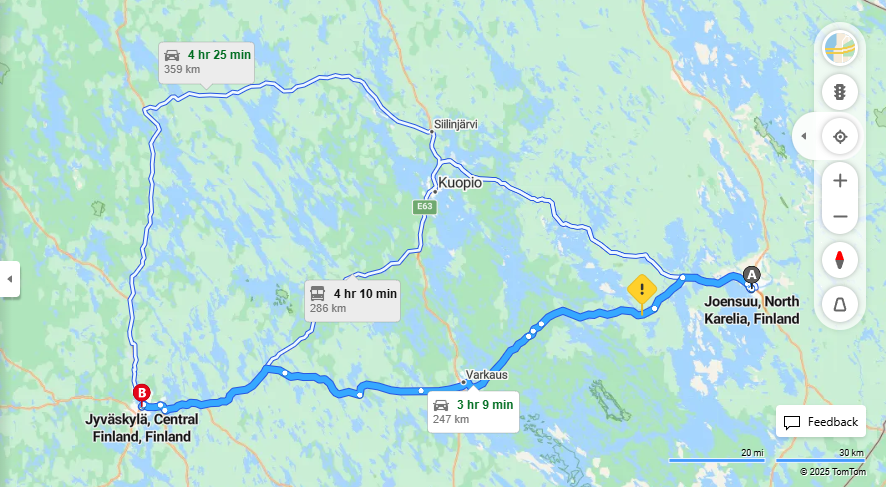 Matka Joensuusta Jyvaskylaan - Etaisyys, Ajo, Kuljetus ja Matkustusvaihtoehdot