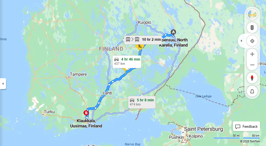 Matka Joensuusta Klaukkalaan - Etaisyys, Ajo, Kuljetus ja Matkustusvaihtoehdot