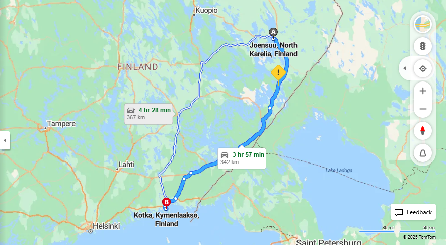 Matka Joensuusta Kotkaan - Etaisyys, Ajaminen, Kuljetus ja Matkustusmahdollisuudet