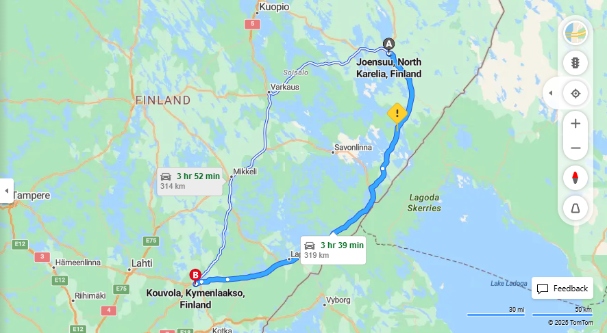 Matka Joensuusta Kouvolaan - Etaisyys, Ajo, Kuljetus ja Matkavaihtoehdot