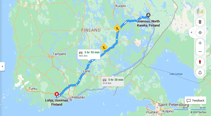Matka Joensuusta Lohjalle - Etaisyys, Ajaminen, Kuljetus ja Matkustusvaihtoehdot