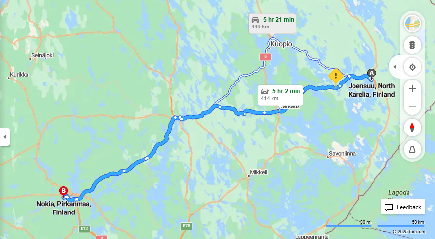 Matka Joensuusta Nokialle - Etaisyys, Ajo, Kuljetus ja Matkavaihtoehdot