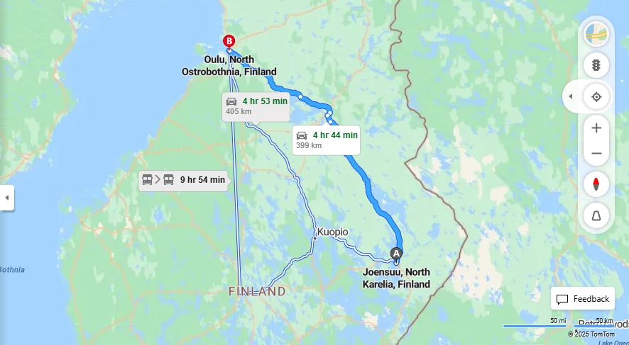 Matka Joensuusta Ouluun - Etaisyys, Ajo, Kuljetus ja Matkustusvaihtoehdot