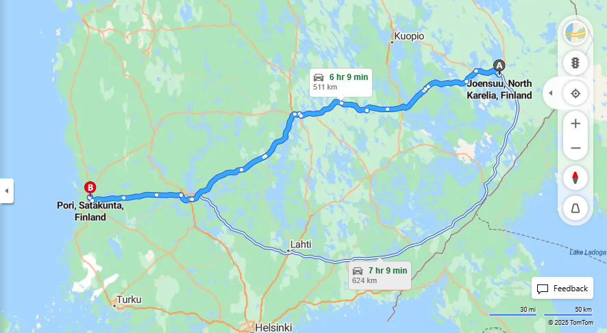Matka Joensuusta Poriin - Etaisyys, Ajaminen, Liikennemuodot ja Matkustusvaihtoehdot