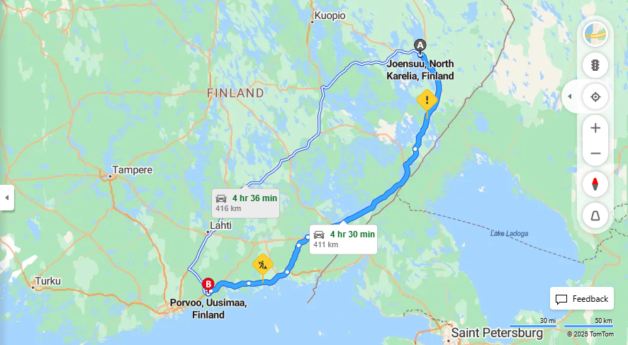Matka Joensuusta Porvooseen - Etaisyys, Ajo, Kuljetus ja Matkustusvaihtoehdot