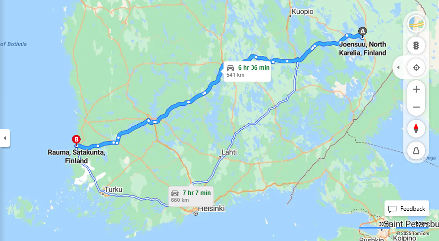 Matka Joensuusta Raumaankin - Etaisyys, Ajo, Liikkuminen ja Matkavaihtoehdot