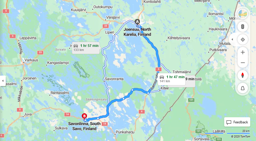 Matka Joensuusta Savonlinnaan - Etaisyys, Ajaminen, Kuljetus ja Matkustusvaihtoehdot