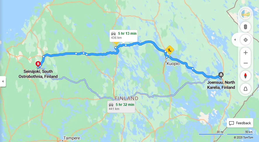 Matka Joensuusta Seinajoelle - Etaisyys, Ajo, Kuljetus ja Matkustamisvaihtoehdot
