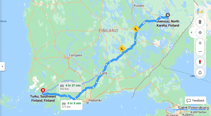 Matka Joensuusta Turkuun - Etaisyys, Ajo, Kuljetus ja Matkavaihtoehdot