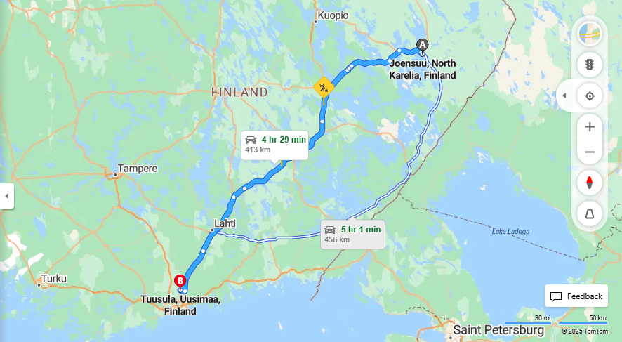 Matka Joensuusta Tuusulaan - Etaisyys, Ajo, Liikenne ja Matkustusvaihtoehdot