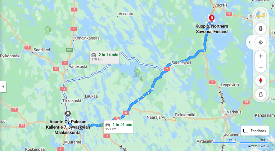 Matka Jyvaskylan Maalaiskunnasta Kuopioon - Etaisyys, Ajo, Kuljetus ja Matkustusvaihtoehdot