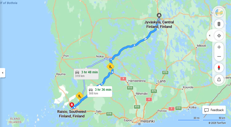 Matka Jyvaskylasta Raisioon - Etaisyys, Ajo, Liikenne ja Matkustamisvaihtoehdot