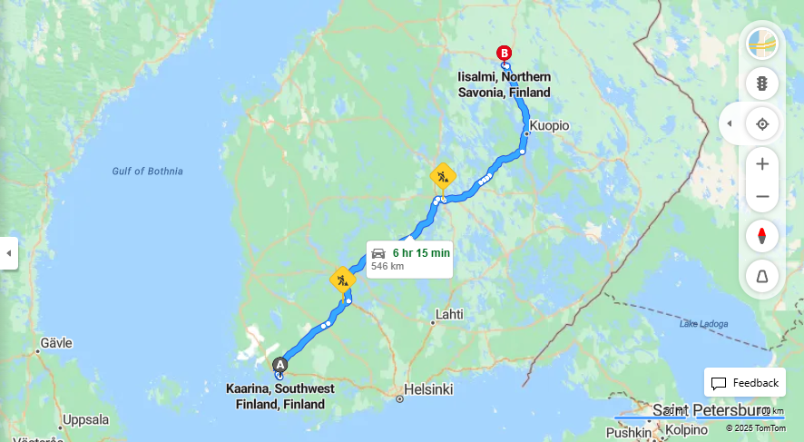 Matka Kaarinasta Iisalmeen - Etaisyydet, Ajaminen, Kuljetus ja Matkustusvaihtoehdot