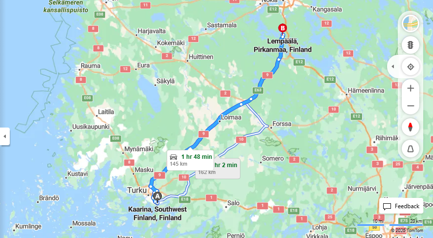 Matka Kaarinasta Lempaalaan - Etaisyys, Ajo, Kuljetus ja Matkustusmahdollisuudet