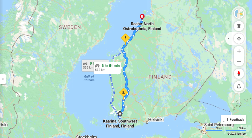 Matka Kaarinasta Raaheen - Etaisyys, Ajo, Kuljetus ja Matkustusvaihtoehdot