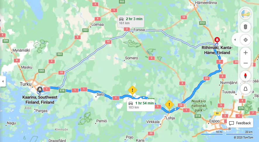 Matka Kaarinasta Riihimaelle - Etaisyys, Ajo, Kuljetus ja Matkailuvaihtoehdot