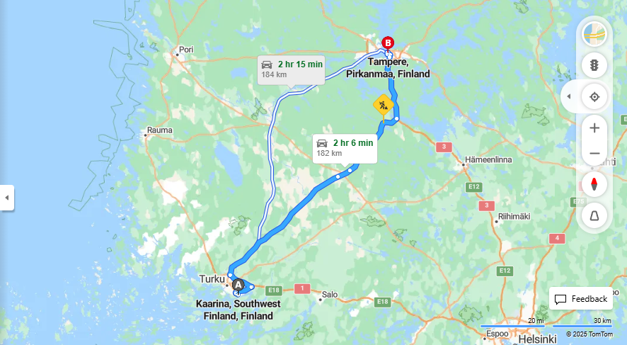 Matka Kaarinasta Tampereelle - Etaisyys, Ajo, Kuljetus ja Matkustusvaihtoehdot