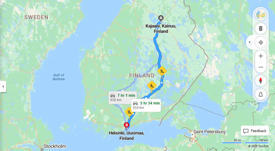 Matka Kajaanista Helsinkiin - Etaisyys, Ajo, Kuljetus ja Matkustamisvaihtoehdot