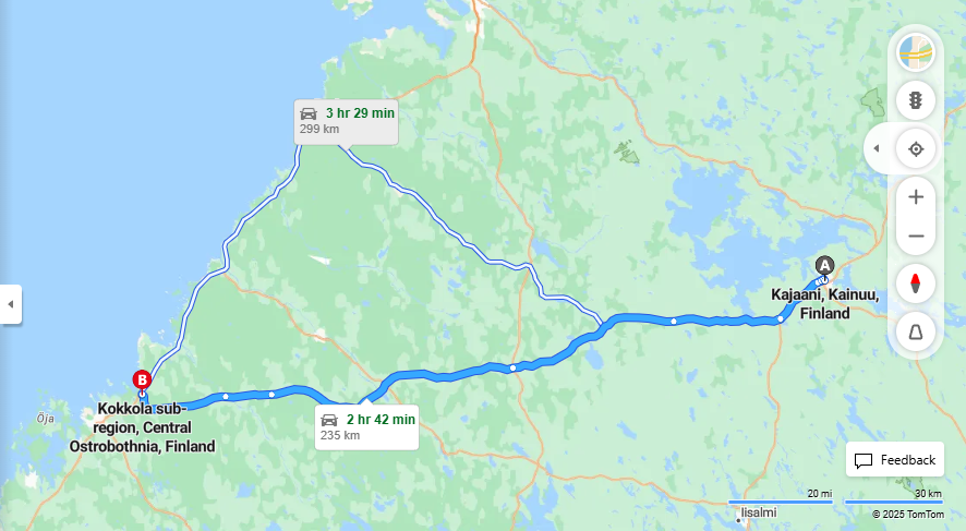 Matka Kajaanista Kokkolaan - Etaisyys, Ajo, Kuljetus ja Matkustamismahdollisuudet