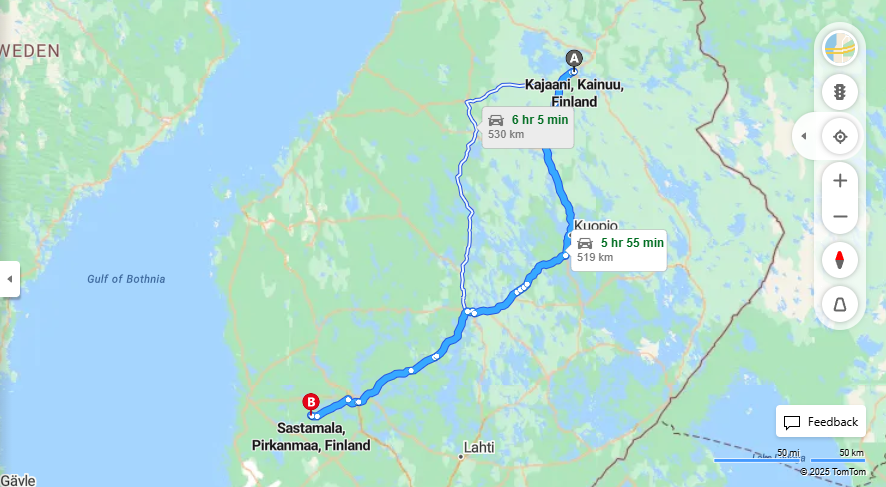 Matka Kajaanista Sastamalaan - Etaisyys, Ajo, Kuljetus ja Matkustusvaihtoehdot