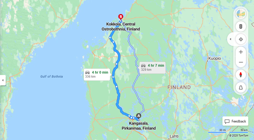 Matka Kangasalalta Kokkolaan - Etaisyys, ajo, kuljetus ja matkustusvaihtoehdot