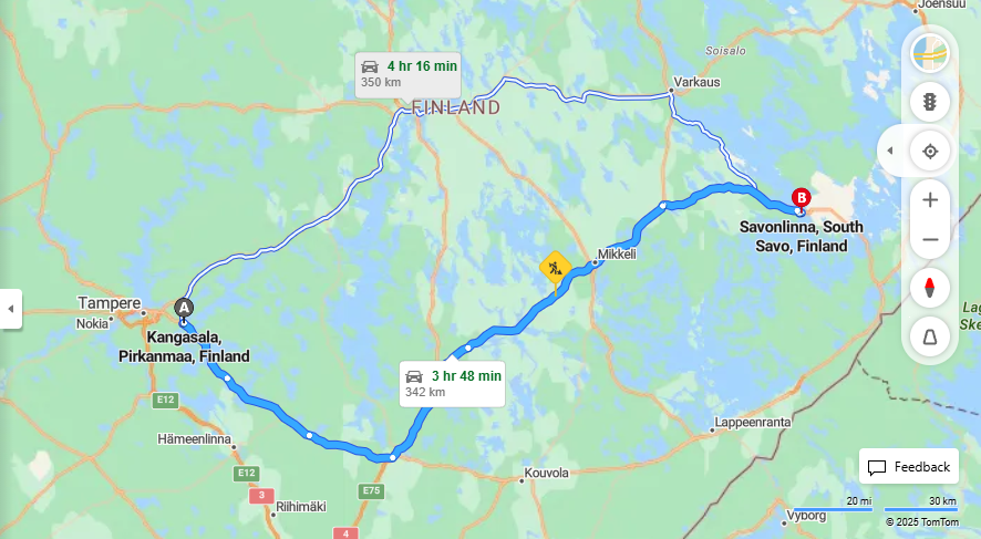 Matka Kangasalalta Savonlinnaan - Etaisyys, Ajaminen, Liikennemuodot ja Matkustusmahdollisuudet