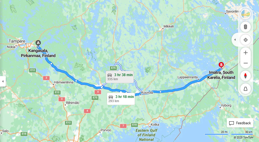 Matka Kangasalta Imatralle - Etaisyys, Ajo, Liikenne ja Matkustusvaihtoehdot
