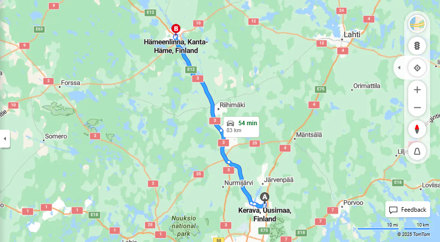 Matka Keravalta Hameenlinnaan - Etaisyys, Ajo, Liikenne ja Matkustusvaihtoehdot