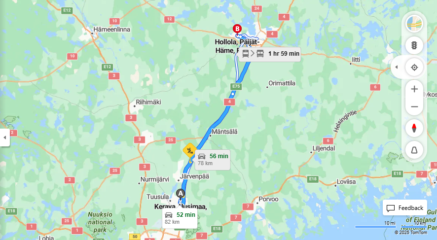 Matka Keravalta Hollolaan - Etaisyys, Ajo, Kuljetus ja Matkustusvaihtoehdot