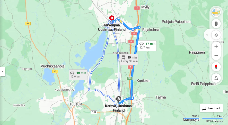 Matka Keravalta Jarvenpaahan - Etaisyys, Ajaminen, Kuljetus ja Matkustusmahdollisuudet