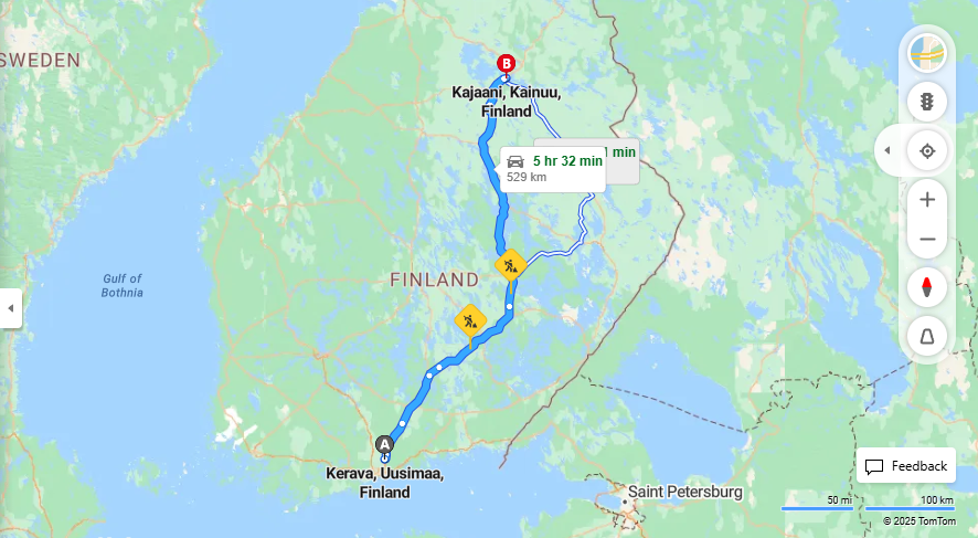 Matka Keravalta Kajaaniin - Etaisyys, Ajaminen, Kuljetus ja Matkavaihtoehdot