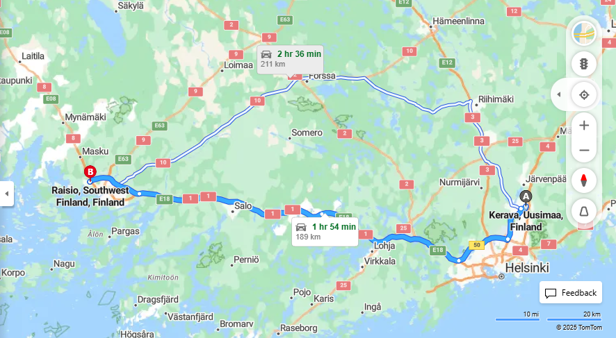 Matka Keravalta Raisioon - Etaisyys, Ajo, Kuljetus ja Matkustusmahdollisuudet