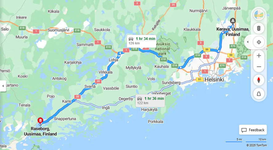 Matka Keravalta Raseborgiin - Etaisyys, Ajo, Liikenne ja Matkustusvaihtoehdot